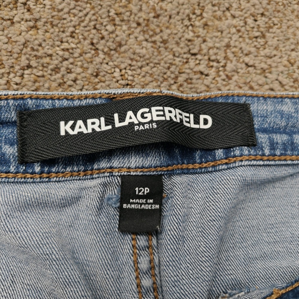 Karl Lagerfeld Paris Womens 12P Blue Wide Leg Crop Button Fly Jeans LQ5T2249 - Picture 5 of 15